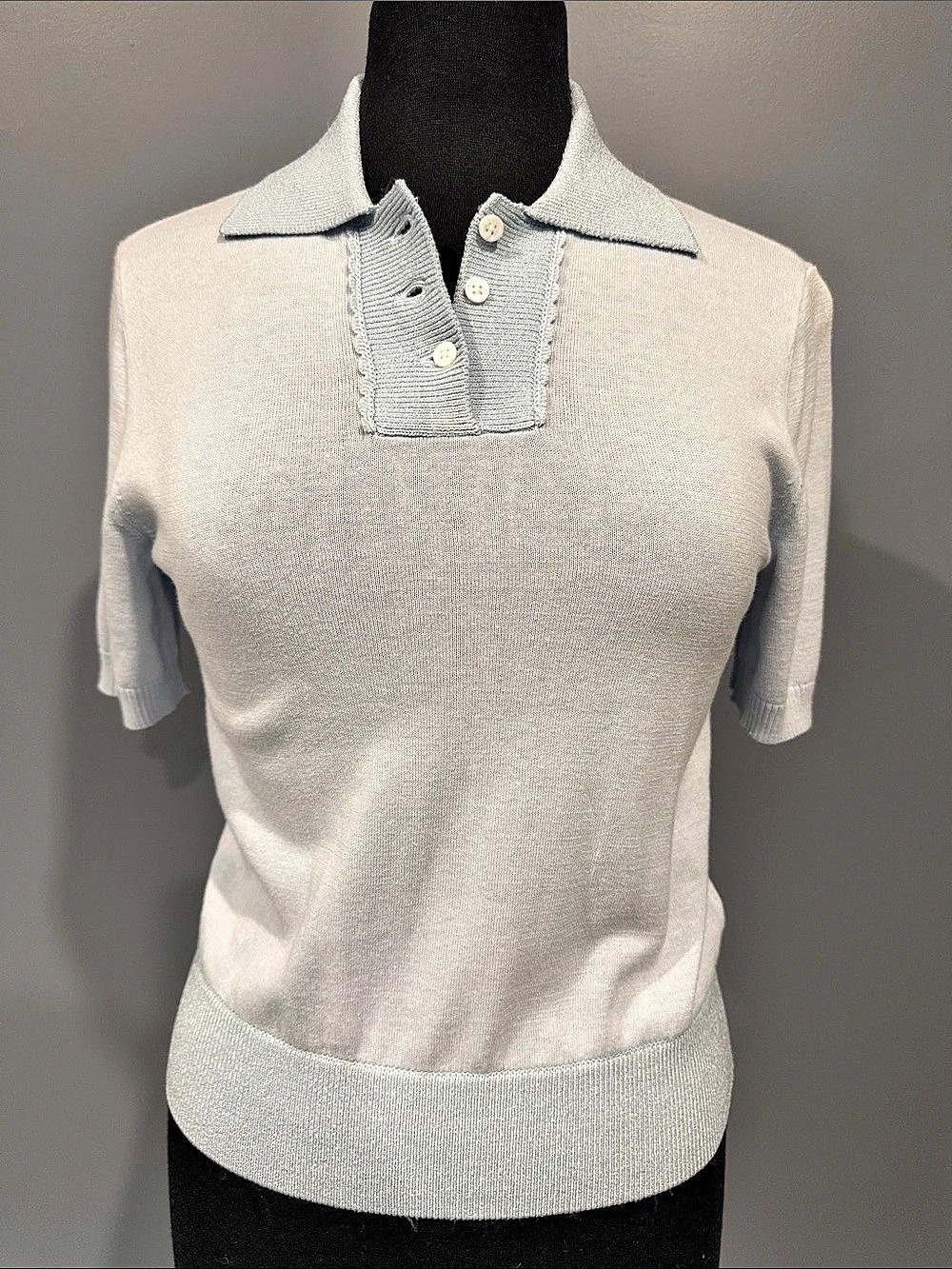 Club Monaco Short Sleeve Polo Sweater in White Size Small Like New